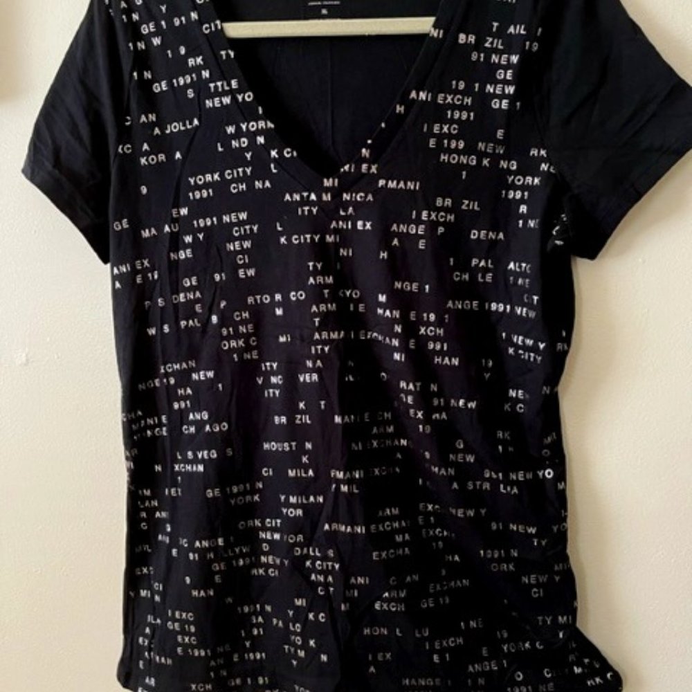 Giorgio Armani - A/X, Black printed tee-shirt, Size XL, brand new with tags